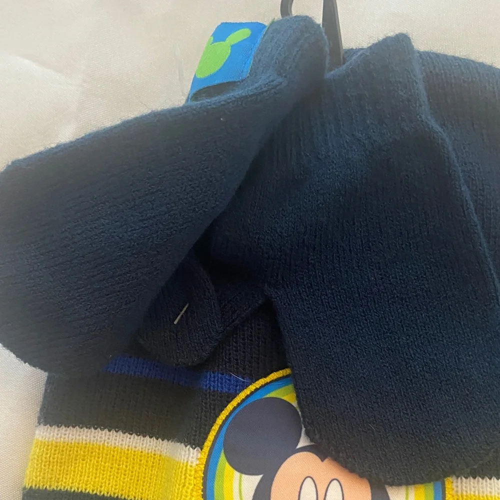 Disney Mickey Mouse Hat and Mittens - Blue, Yellow, Green